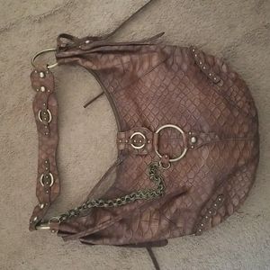 Guess Collection Shoulder Bag reptile textured brass studded accents gold lining